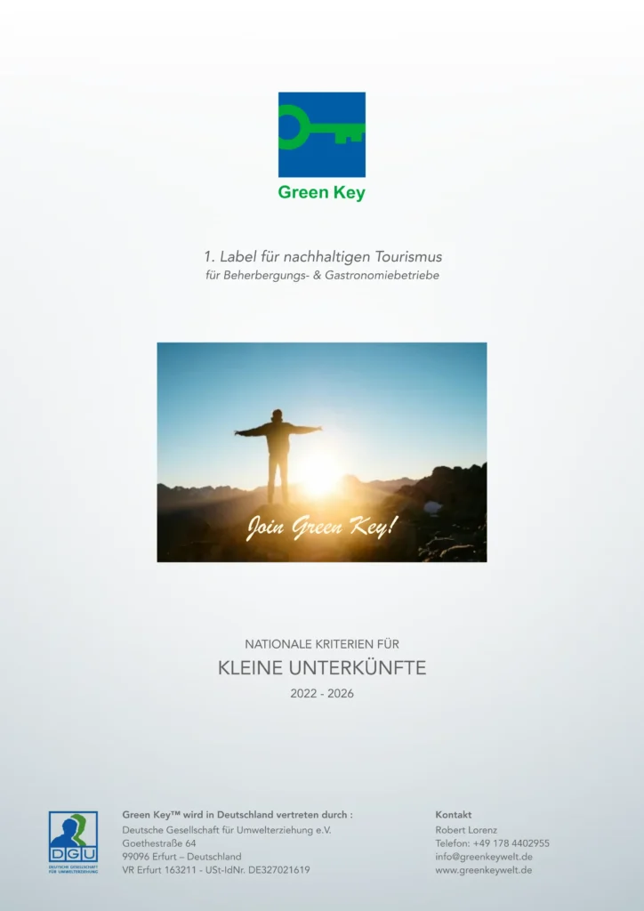Deckblatt des Kriterienkatalogs für kleine Unterkünfte von Green key