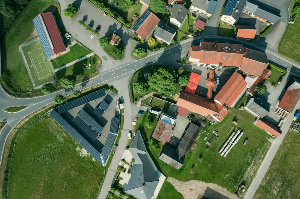 Luftaufnahme des Hotels Wolfringmühle