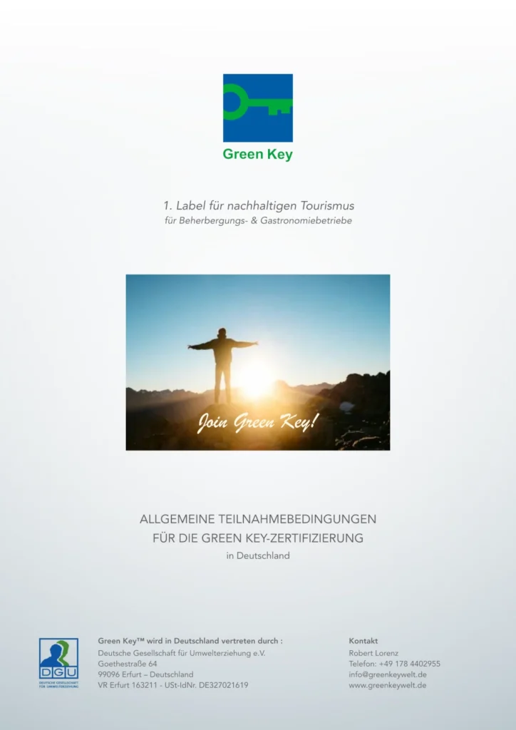 Deckblatt der Allgemeinen Teilnahmebedingungen für die Green Key-Zertifizierung